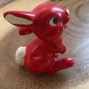 Vintage Goebel Weat Germany Red Bunny Rabbit “Thumper” with White Detail 2” Tall